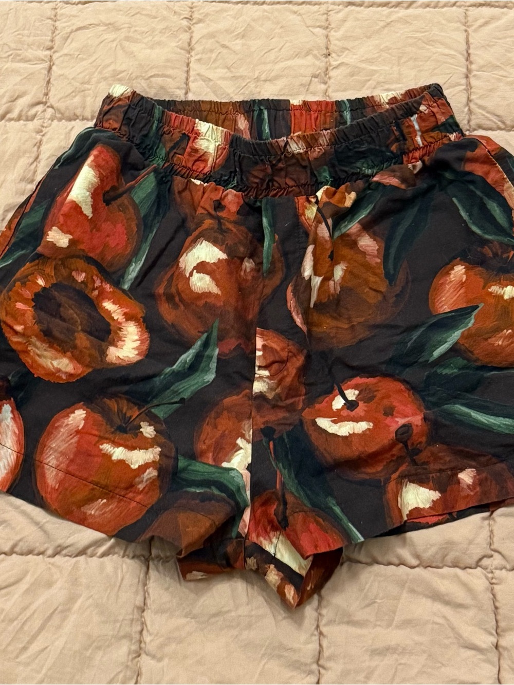 FARM Rio Black Shorts with Red Apple Print